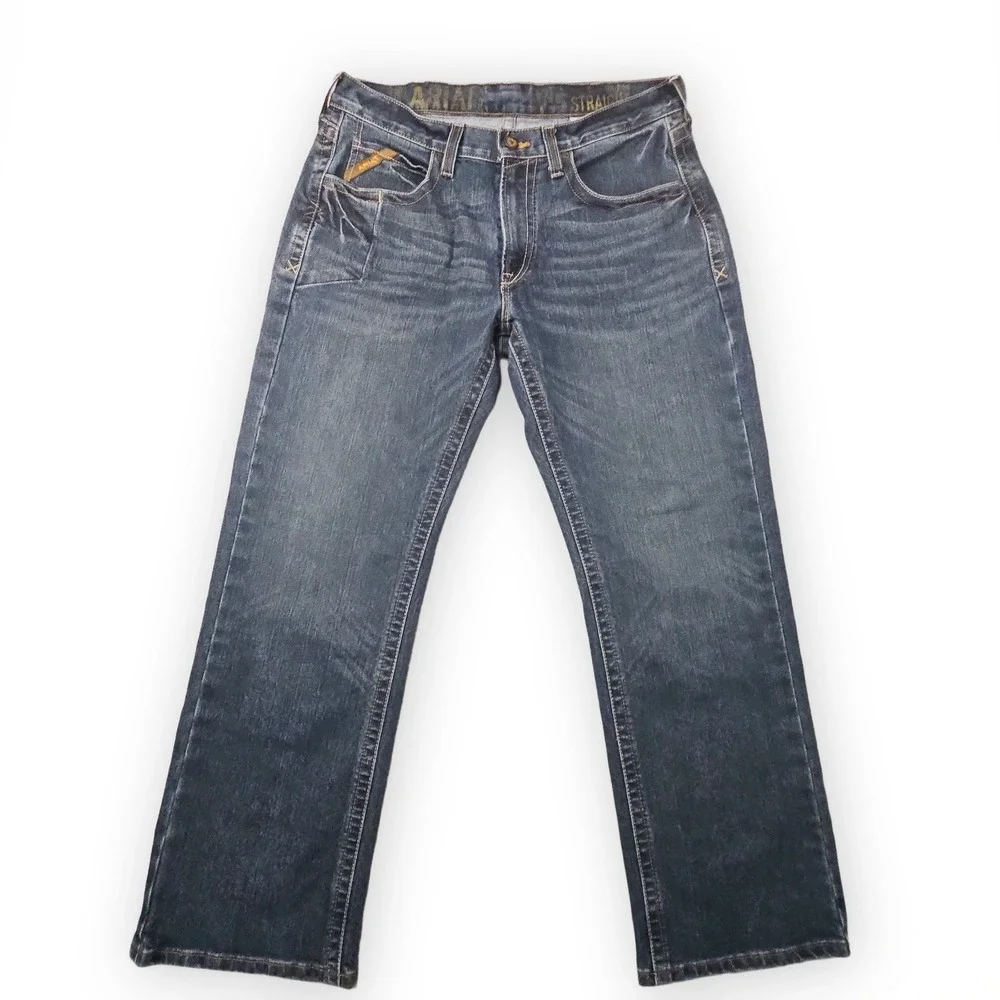 Ariat M5 Jeans Mens 33x30 Blue Straight Slim Denim Western Cowboy Stretch Rodeo